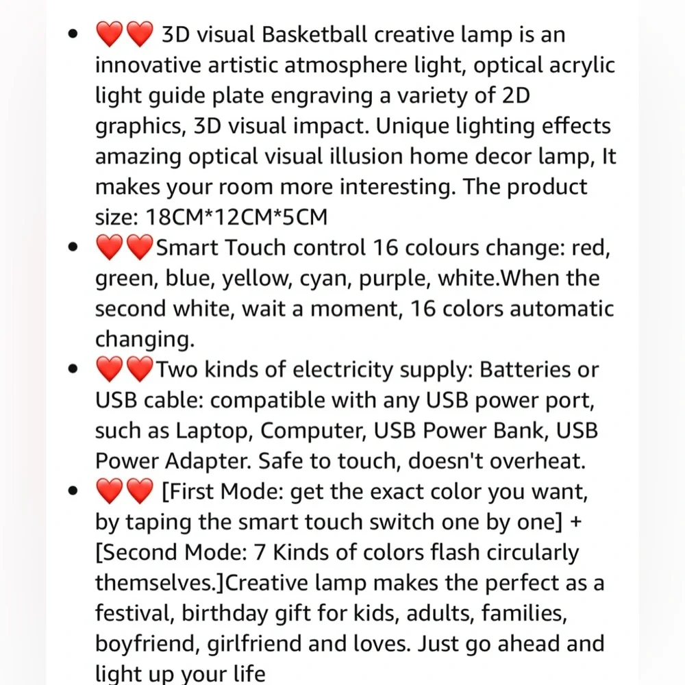 3-D Basketball Night Light